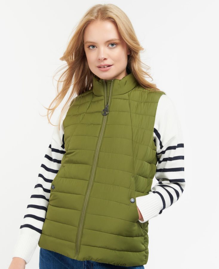 vêtements Barbour gilet yara Olivier femmes T2L6ZP1558