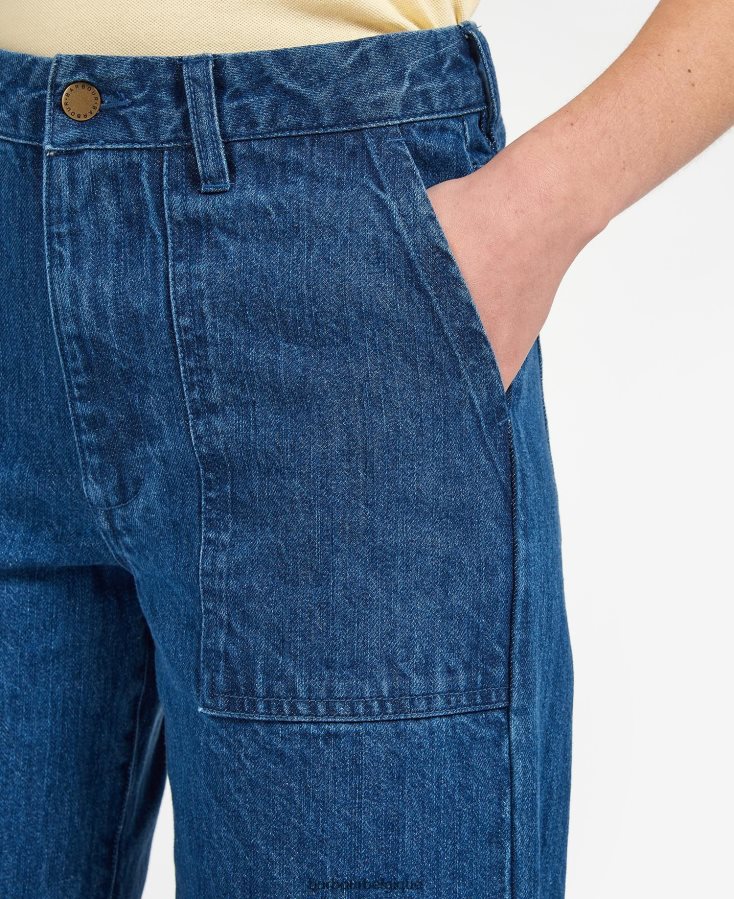 vêtements Barbour jean court southport écru femmes T2L6ZP1770