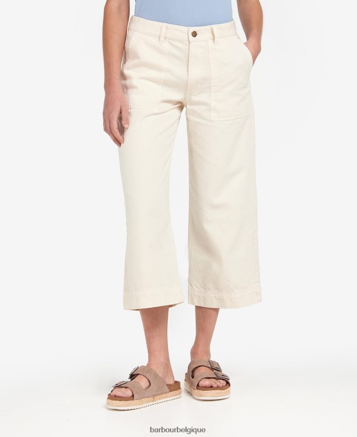 vêtements Barbour jean court southport écru femmes T2L6ZP1773