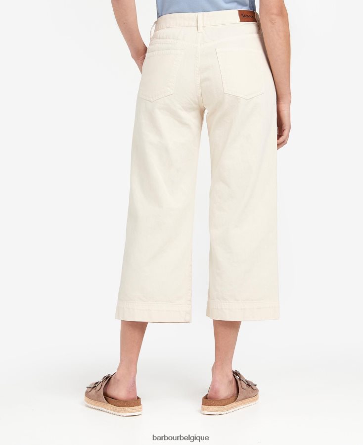 vêtements Barbour jean court southport écru femmes T2L6ZP1773