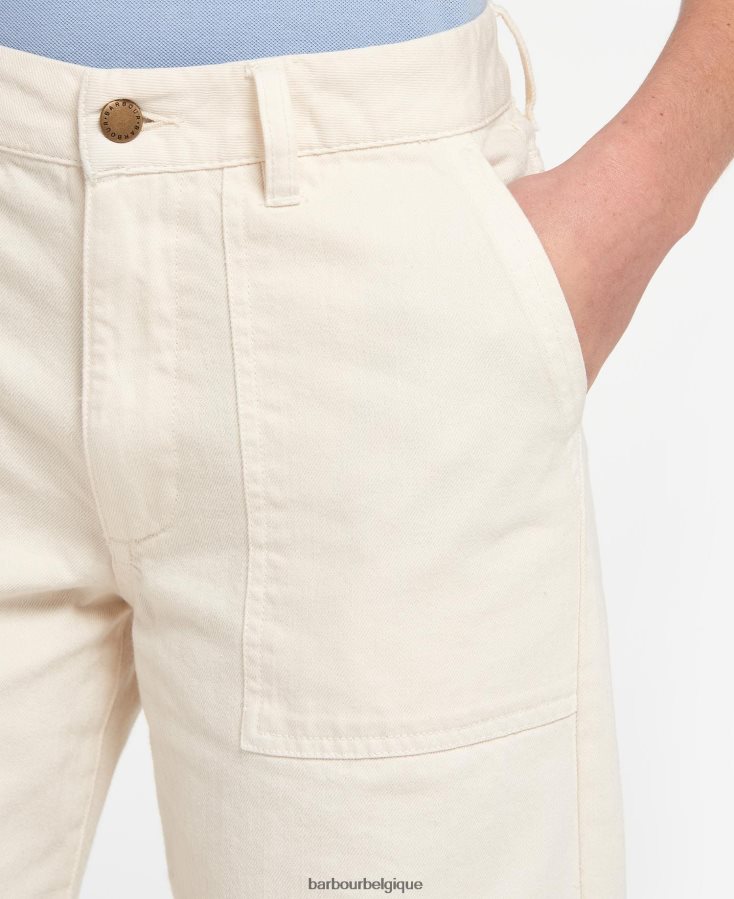 vêtements Barbour jean court southport écru femmes T2L6ZP1773