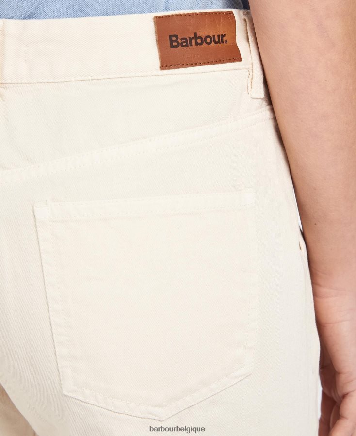 vêtements Barbour jean court southport écru femmes T2L6ZP1773