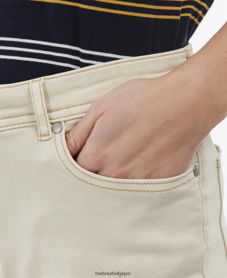 vêtements Barbour short en jean maddison écru femmes T2L6ZP1769