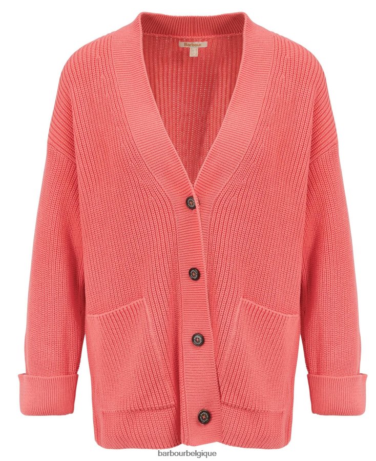 vêtements Barbour cardigan en maille poinçon rose femmes T2L6ZP1932