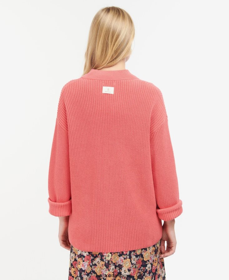 vêtements Barbour cardigan en maille poinçon rose femmes T2L6ZP1932