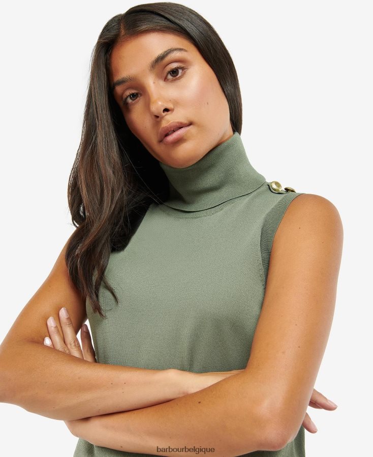 vêtements Barbour gilet pull rosbern vert minuit femmes T2L6ZP1971