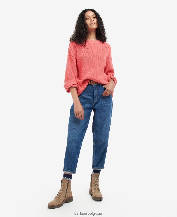 vêtements Barbour pull coraline en maille poinçon rose femmes T2L6ZP1966