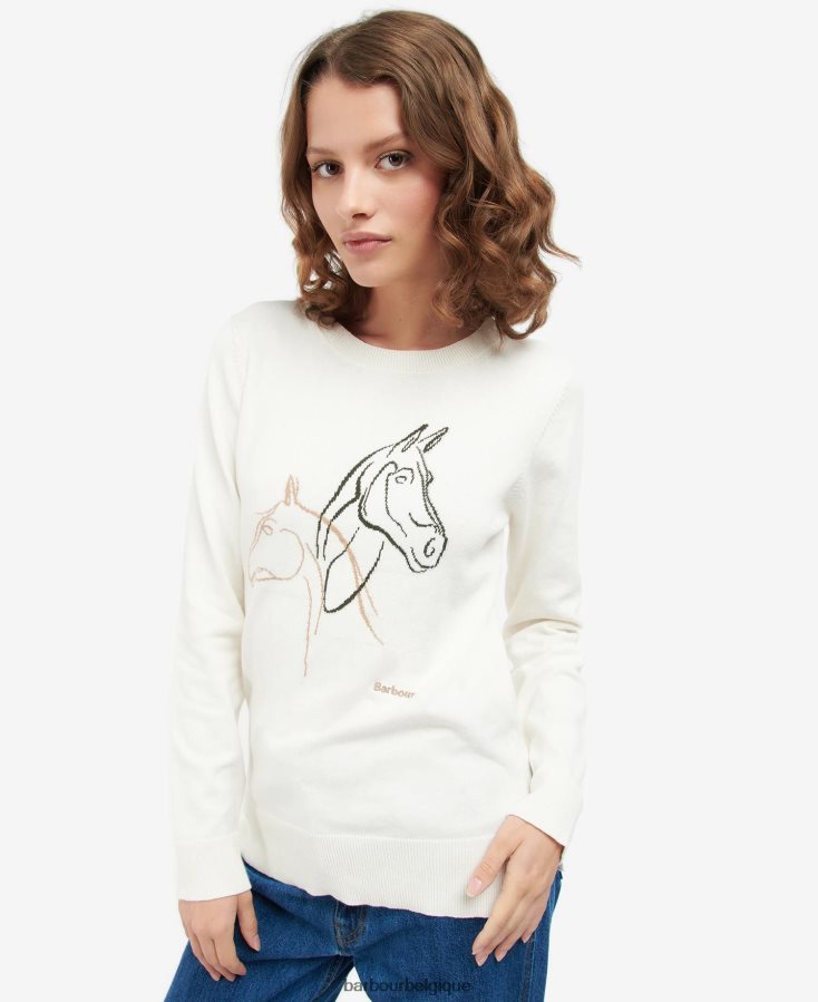 vêtements Barbour pull en maille chinée blanc cassé femmes T2L6ZP1925