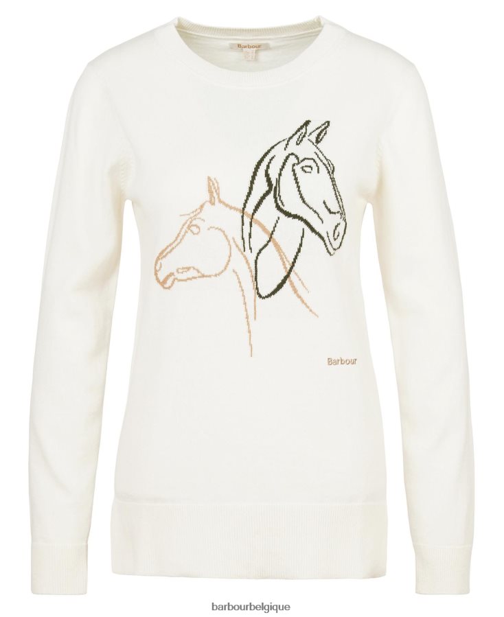 vêtements Barbour pull en maille chinée blanc cassé femmes T2L6ZP1925