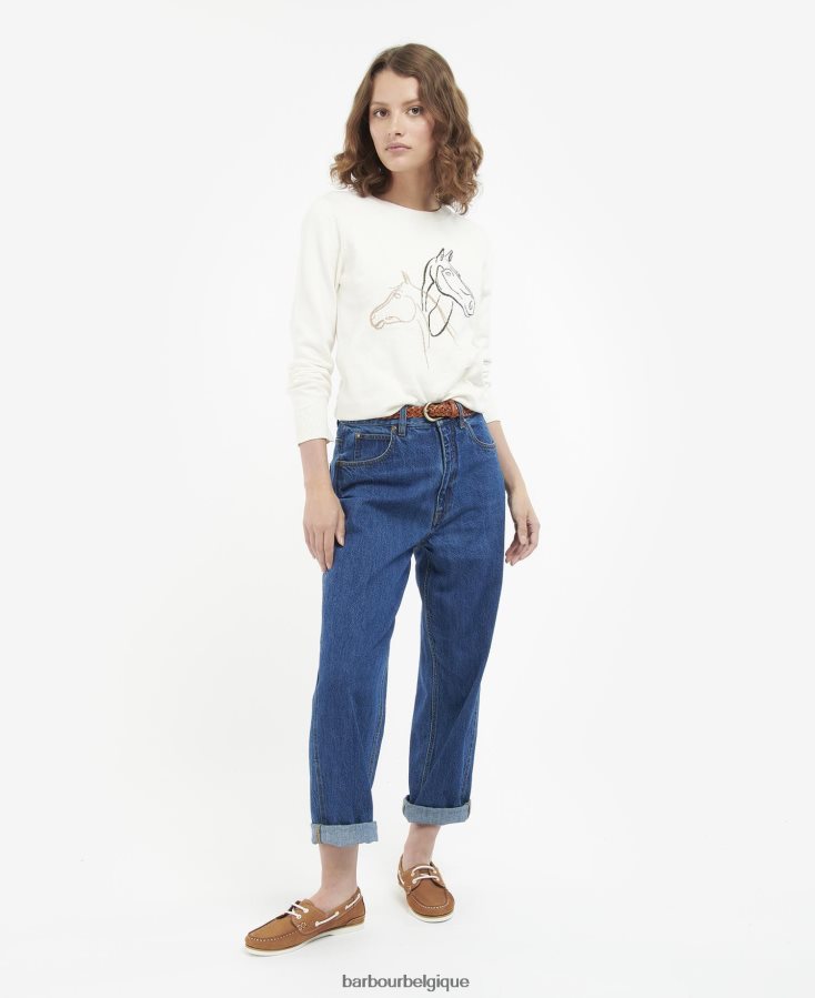 vêtements Barbour pull en maille chinée blanc cassé femmes T2L6ZP1925