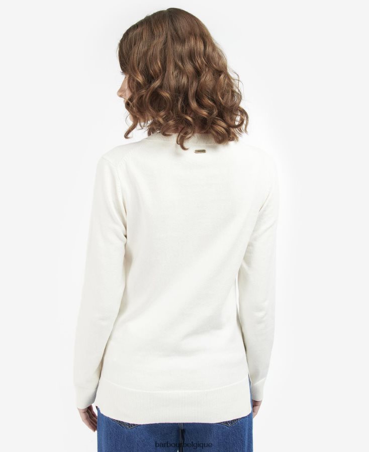 vêtements Barbour pull en maille chinée blanc cassé femmes T2L6ZP1925