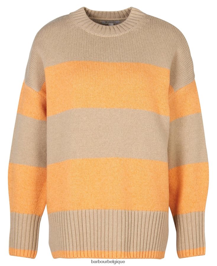 vêtements Barbour pull en maille ezili rayure de papaye femmes T2L6ZP1939