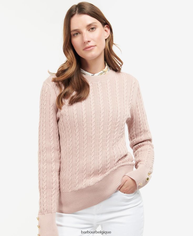 vêtements Barbour pull en maille fieldrose poussière de rose femmes T2L6ZP1919