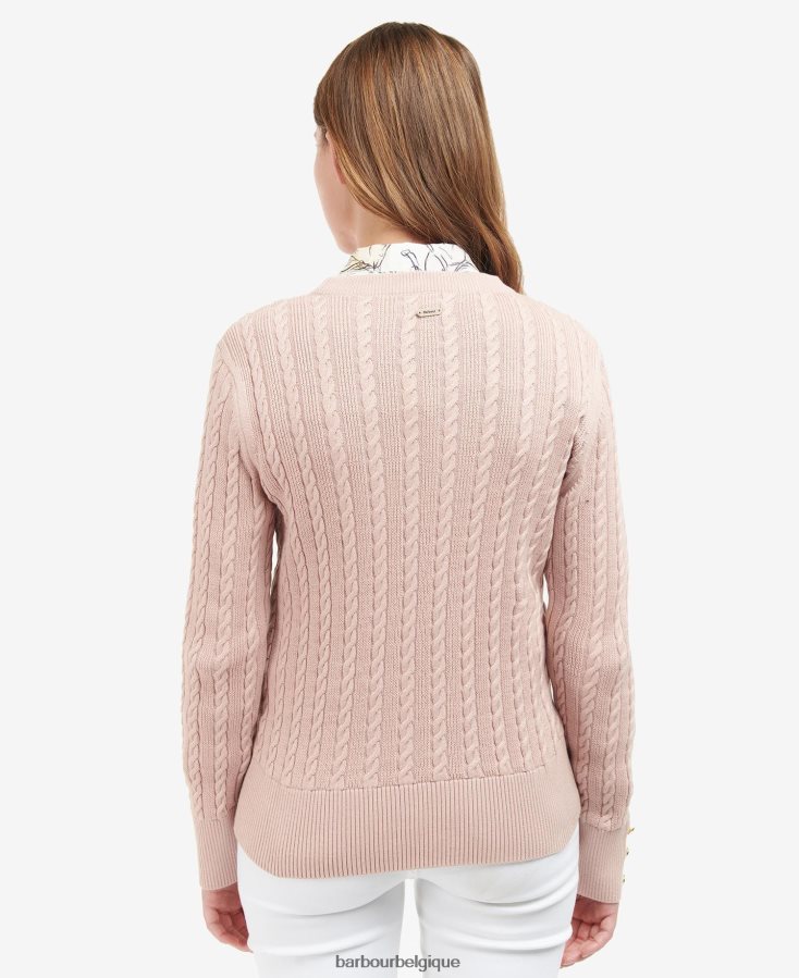 vêtements Barbour pull en maille fieldrose poussière de rose femmes T2L6ZP1919