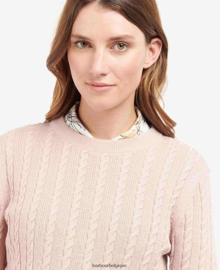 vêtements Barbour pull en maille fieldrose poussière de rose femmes T2L6ZP1919