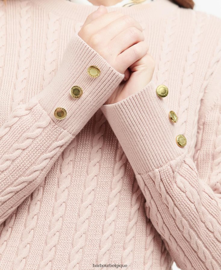 vêtements Barbour pull en maille fieldrose poussière de rose femmes T2L6ZP1919