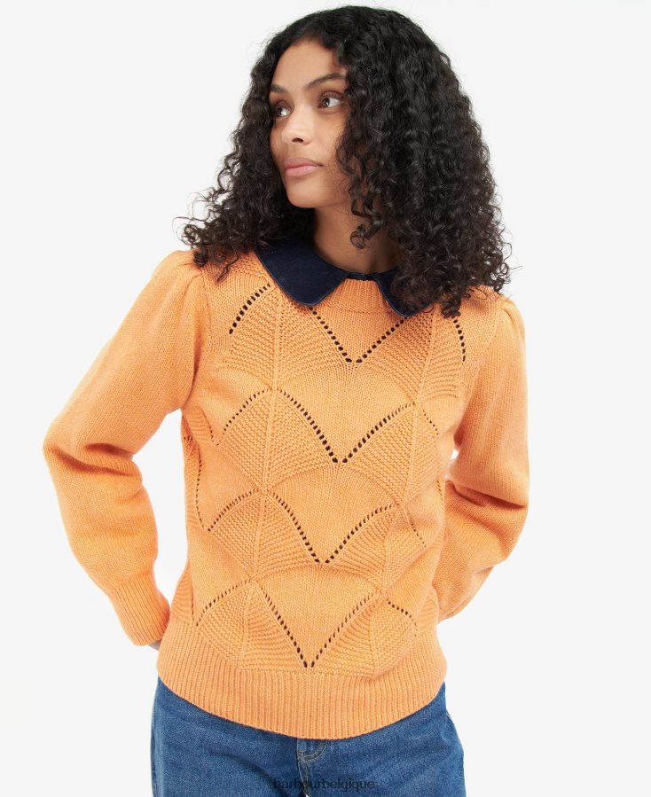 vêtements Barbour pull en maille leilani papaye femmes T2L6ZP1940