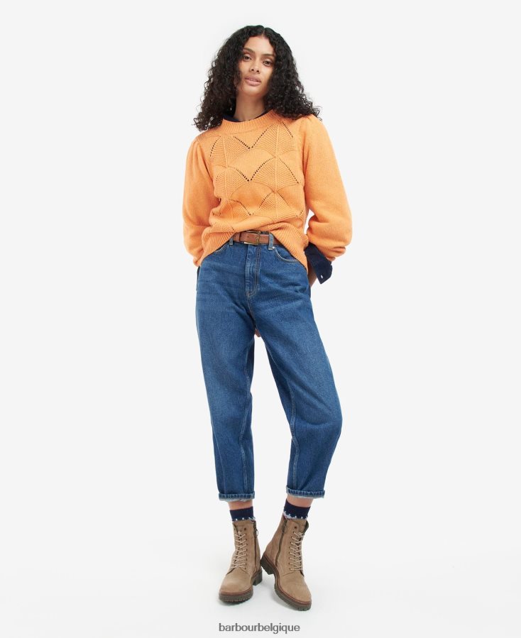 vêtements Barbour pull en maille leilani papaye femmes T2L6ZP1940