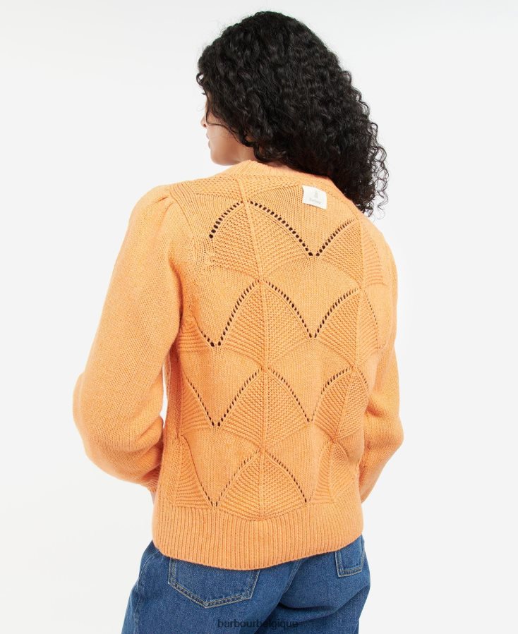 vêtements Barbour pull en maille leilani papaye femmes T2L6ZP1940