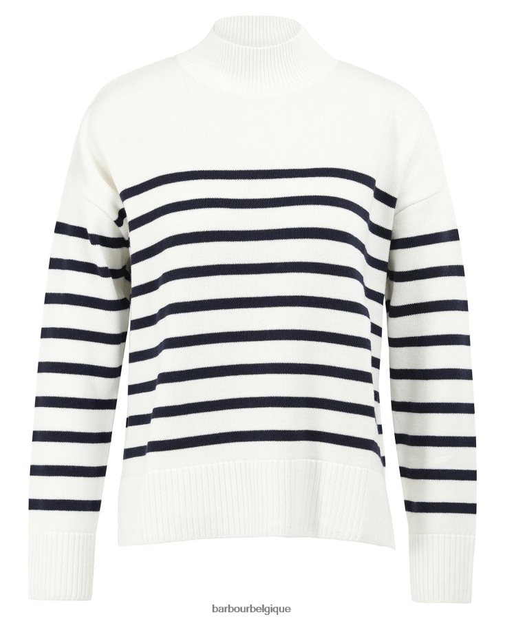 vêtements Barbour pull en maille perlée rayure écru femmes T2L6ZP1933