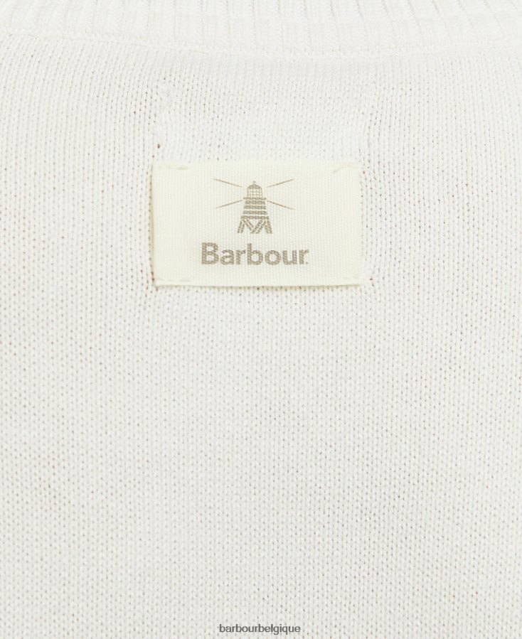 vêtements Barbour pull en maille perlée rayure écru femmes T2L6ZP1933