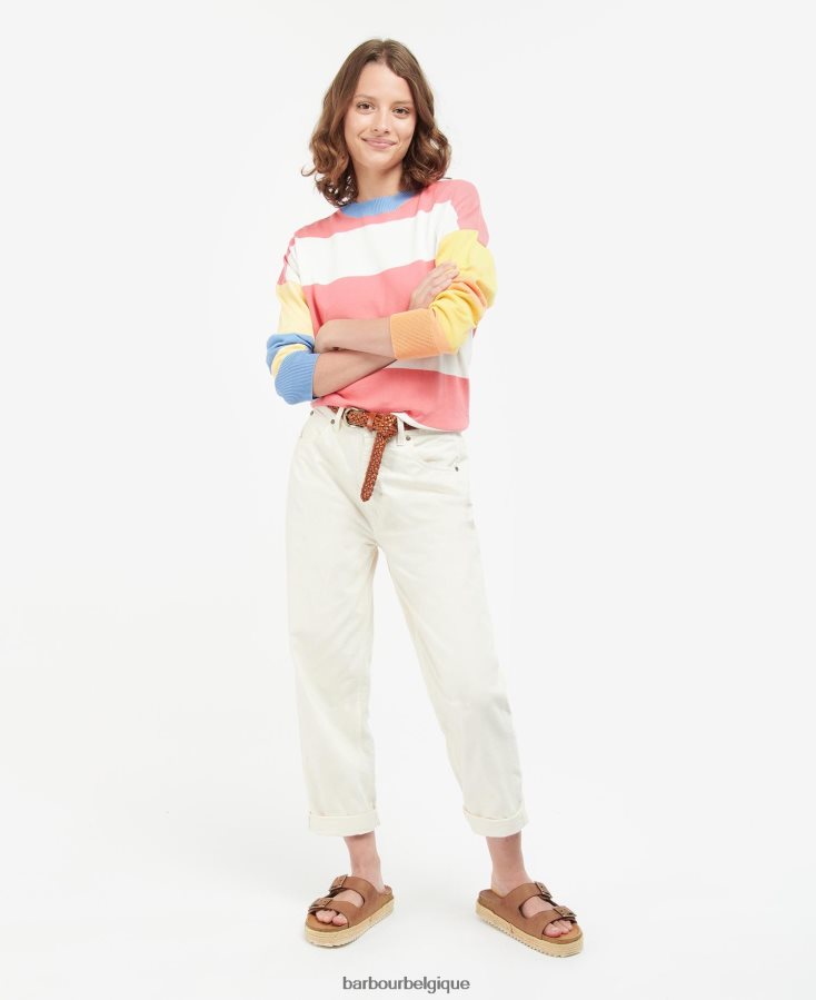 vêtements Barbour pull en maille à rayures bradley nuage femmes T2L6ZP1947