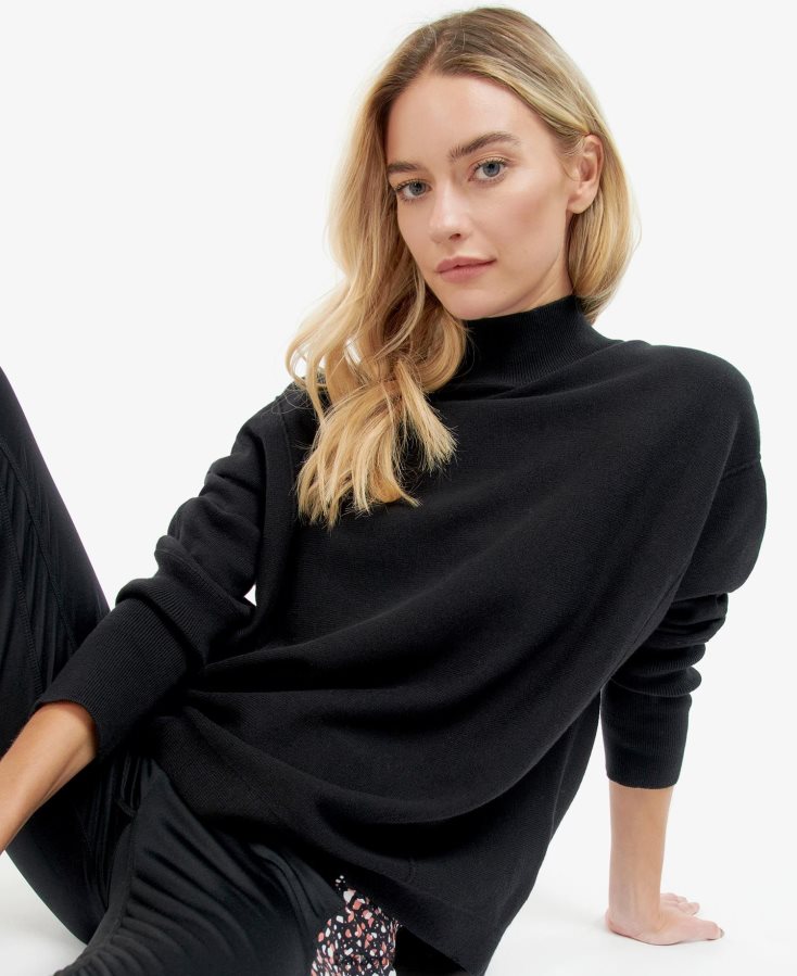 vêtements Barbour pull en maille roland noir classique femmes T2L6ZP1952