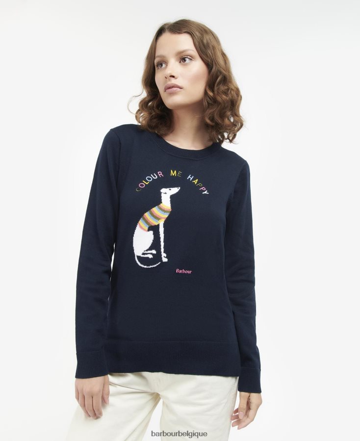 vêtements Barbour pull housesteads en maille marine classique femmes T2L6ZP1969