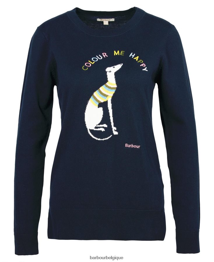 vêtements Barbour pull housesteads en maille marine classique femmes T2L6ZP1969