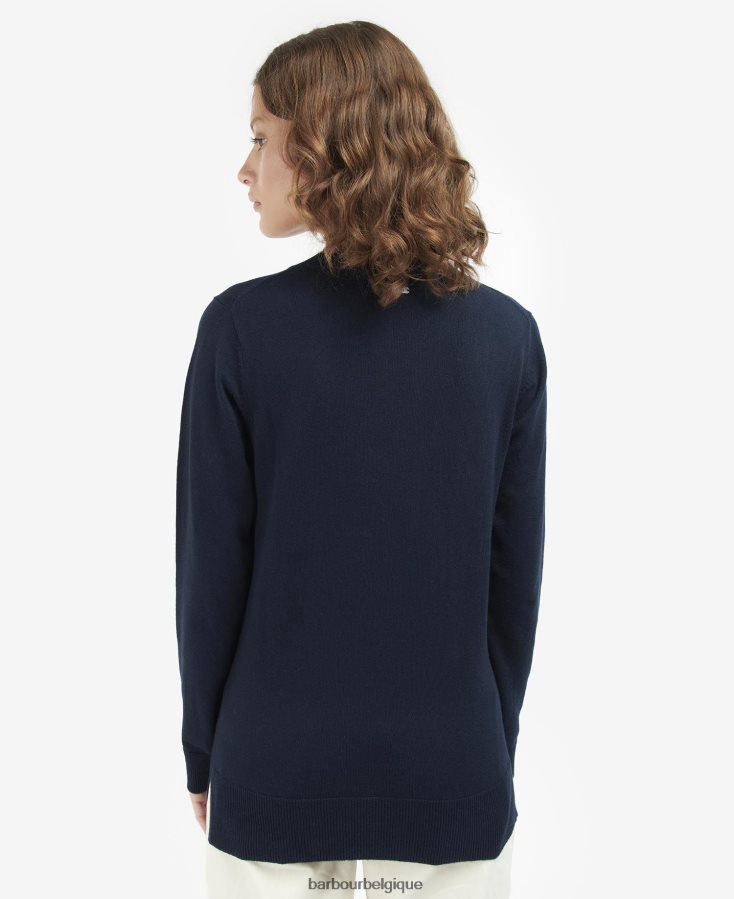 vêtements Barbour pull housesteads en maille marine classique femmes T2L6ZP1969