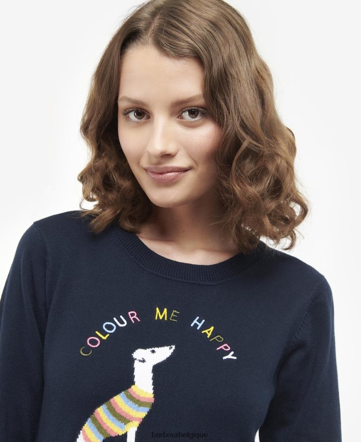 vêtements Barbour pull housesteads en maille marine classique femmes T2L6ZP1969