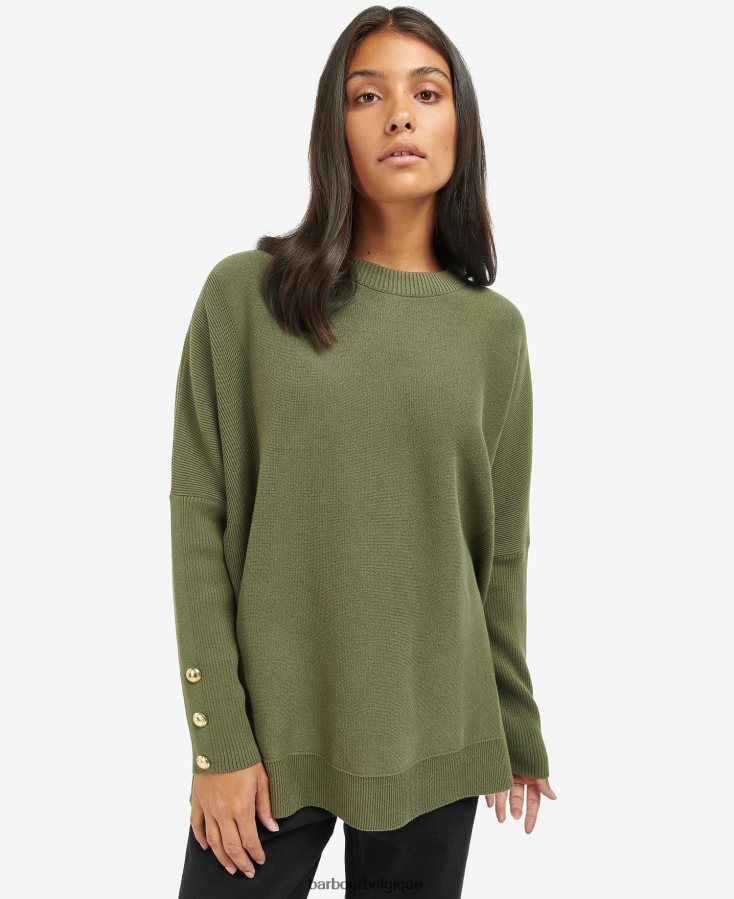 vêtements Barbour pull kubican vert minuit femmes T2L6ZP1962