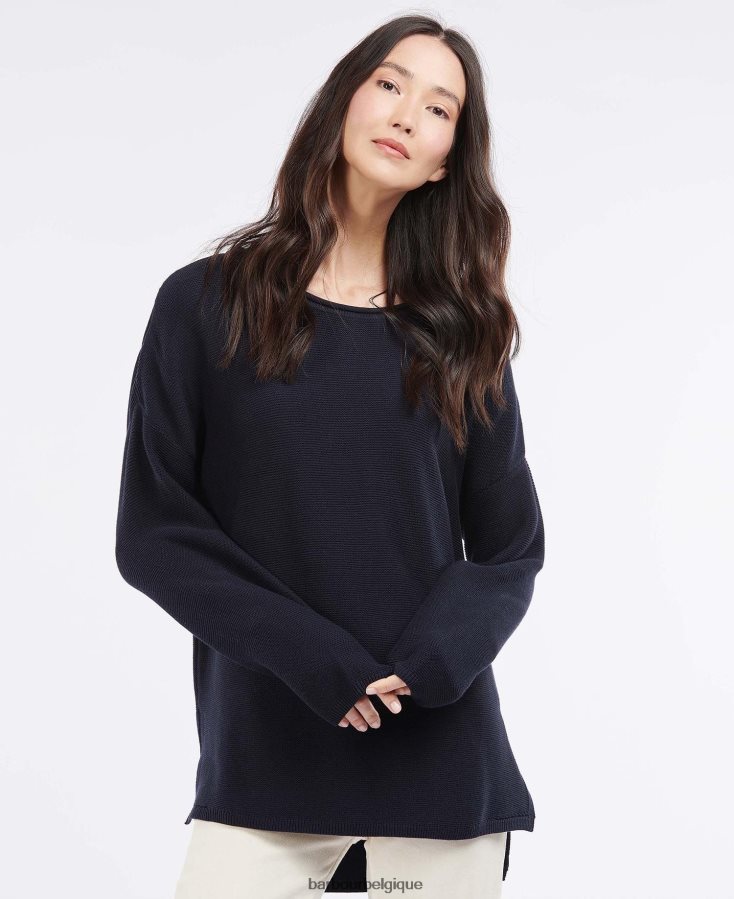 vêtements Barbour pull marinière en maille huître femmes T2L6ZP1917