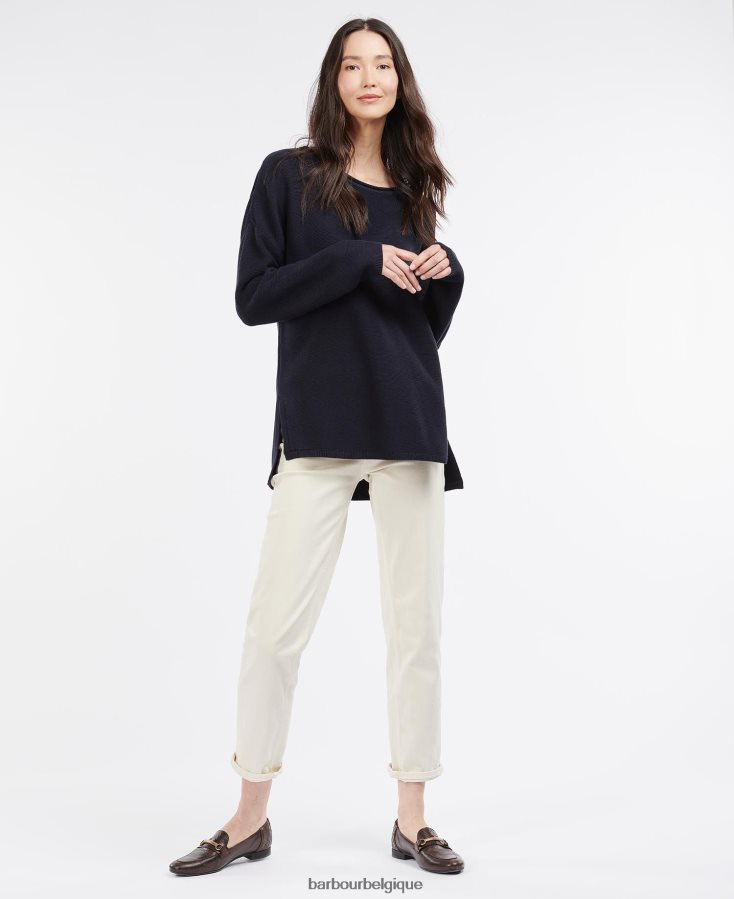 vêtements Barbour pull marinière en maille huître femmes T2L6ZP1917