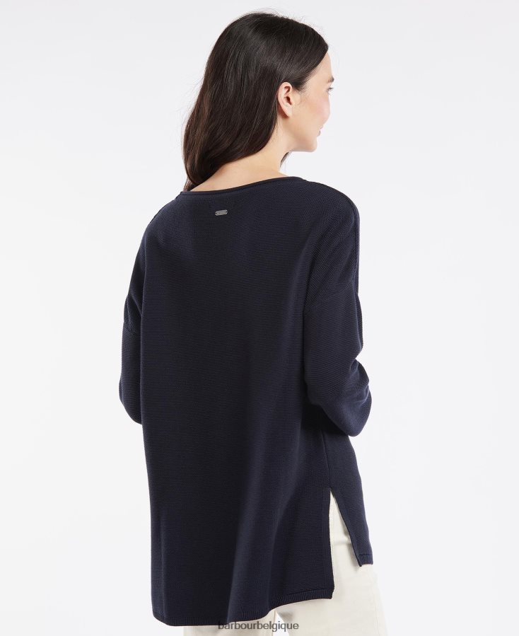 vêtements Barbour pull marinière en maille huître femmes T2L6ZP1917