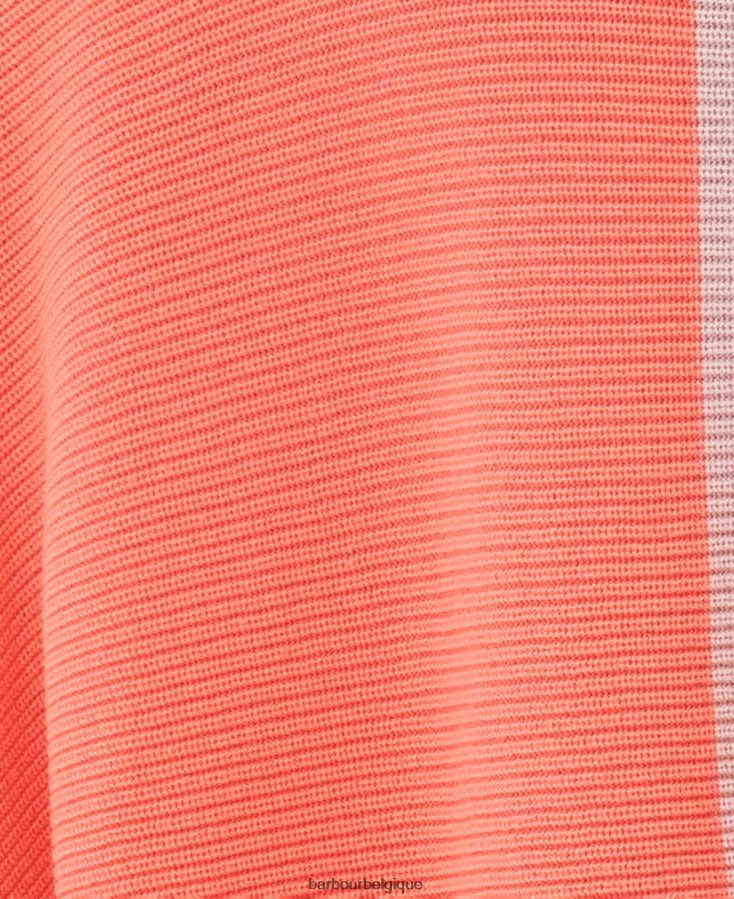 vêtements Barbour pull sanderson corail atomique femmes T2L6ZP1944