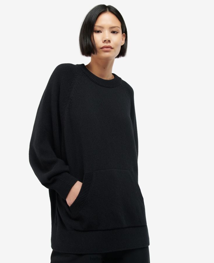 vêtements Barbour tricot de coup de circuit noir femmes T2L6ZP1985