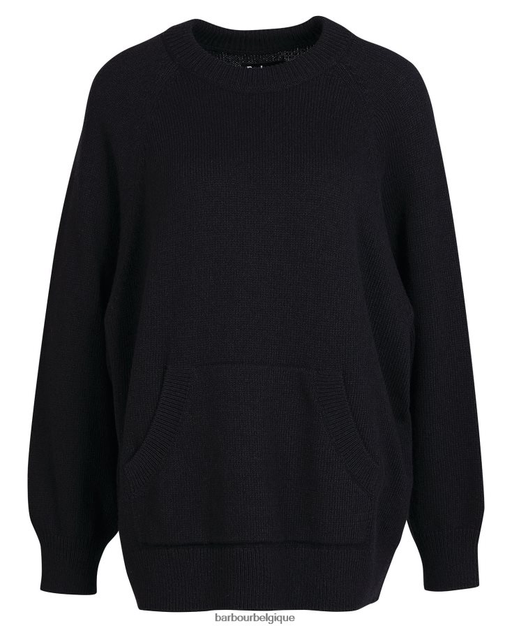 vêtements Barbour tricot de coup de circuit noir femmes T2L6ZP1985