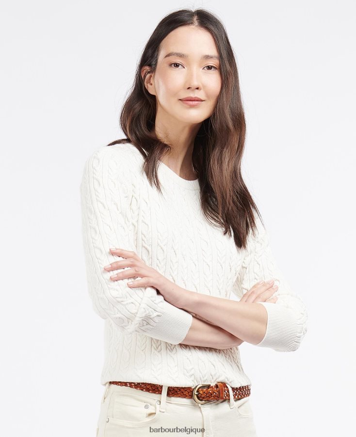 vêtements Barbour tricot de hampton blanc cassé femmes T2L6ZP1953