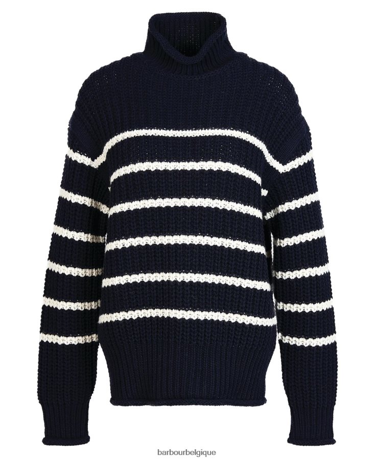 vêtements Barbour tricot de lunane rayure marine femmes T2L6ZP1956