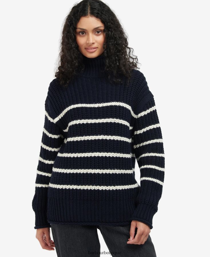 vêtements Barbour tricot de lunane rayure marine femmes T2L6ZP1956