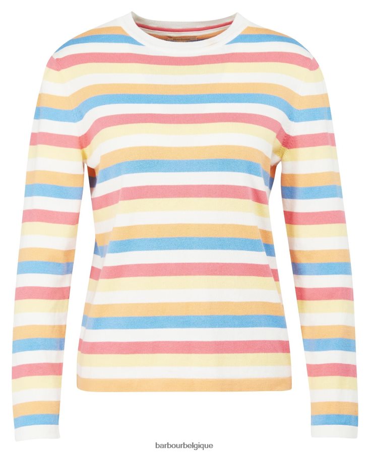 vêtements Barbour tricot padstow rayure blanc cassé femmes T2L6ZP1928