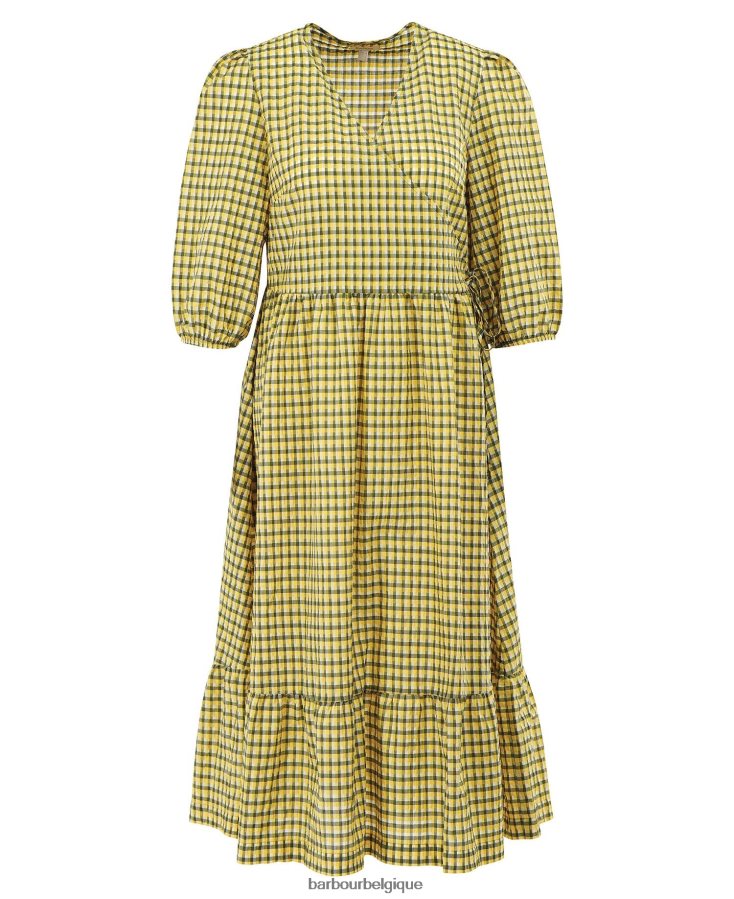 vêtements Barbour robe addison chèque jaune lever du soleil femmes T2L6ZP1883