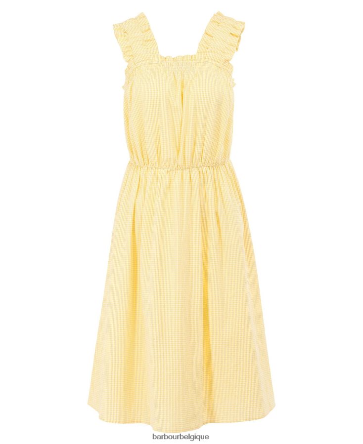 vêtements Barbour robe d\'abbaye chèque jaune lever du soleil femmes T2L6ZP1869