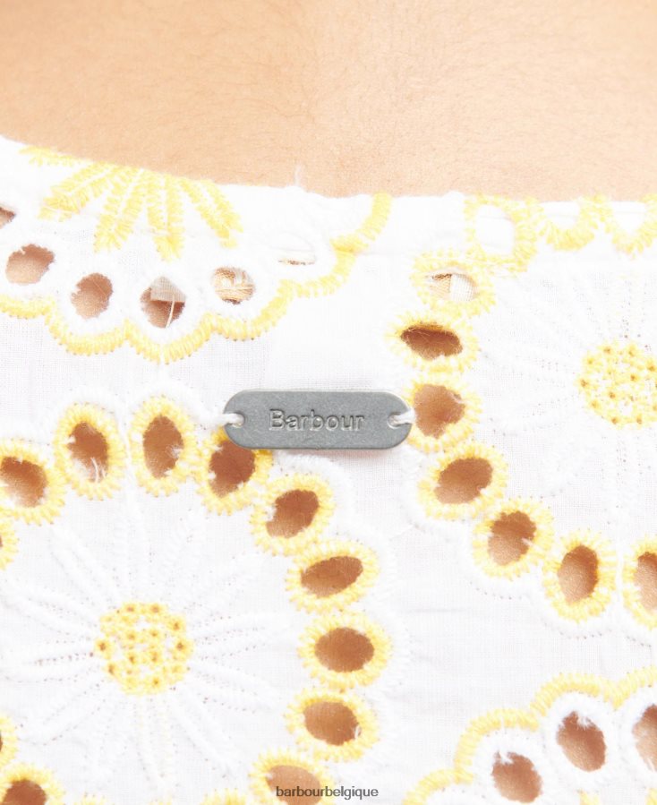 vêtements Barbour robe edis blanc/jaune soleil femmes T2L6ZP1823