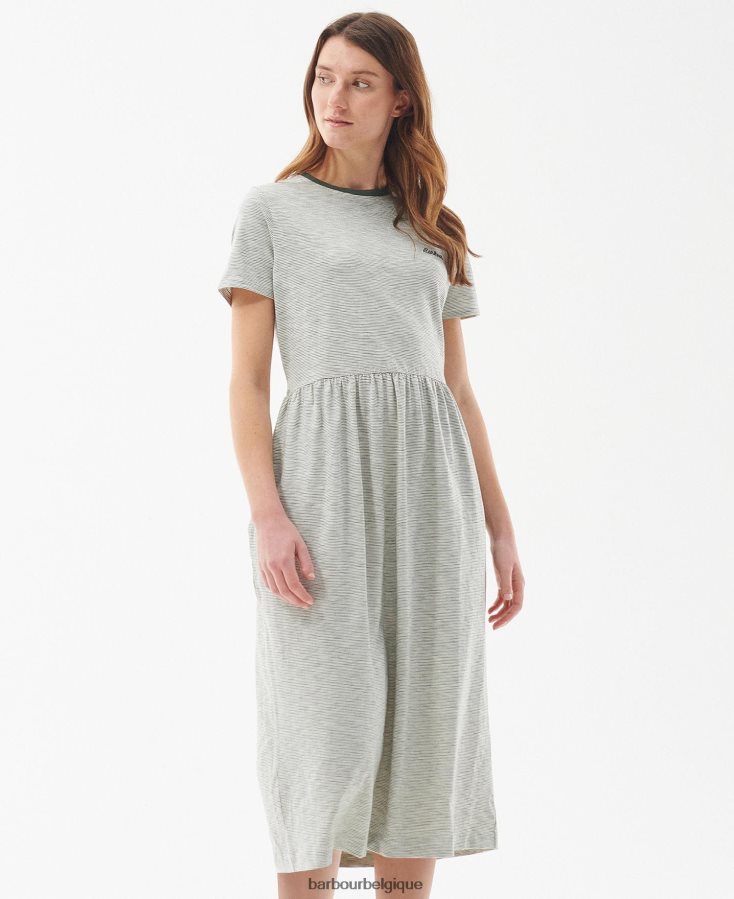 vêtements Barbour robe ellewood olive/blanc femmes T2L6ZP1830