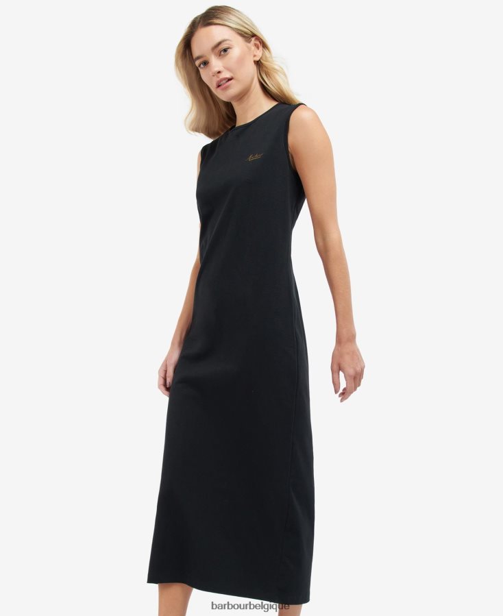 vêtements Barbour robe en jersey pleine longueur noir classique femmes T2L6ZP1873