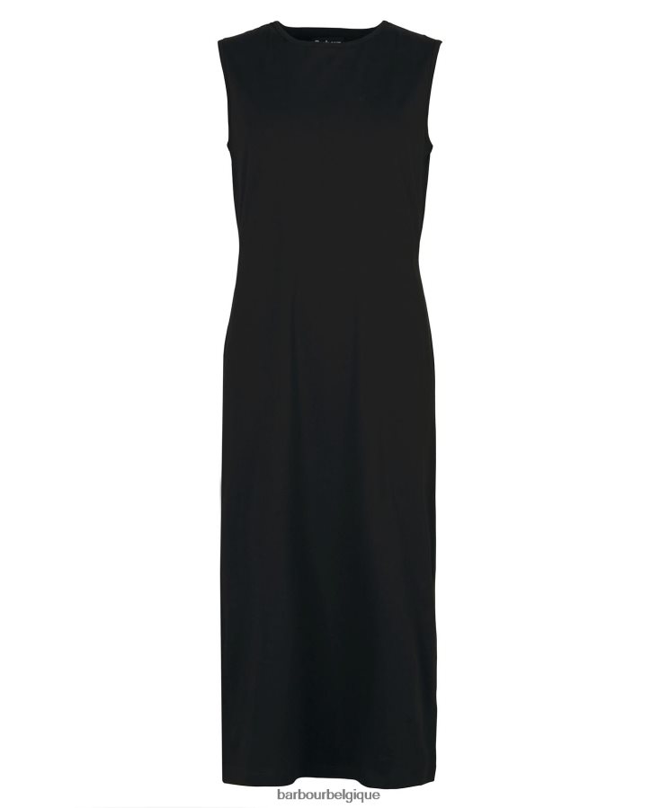 vêtements Barbour robe en jersey pleine longueur noir classique femmes T2L6ZP1873