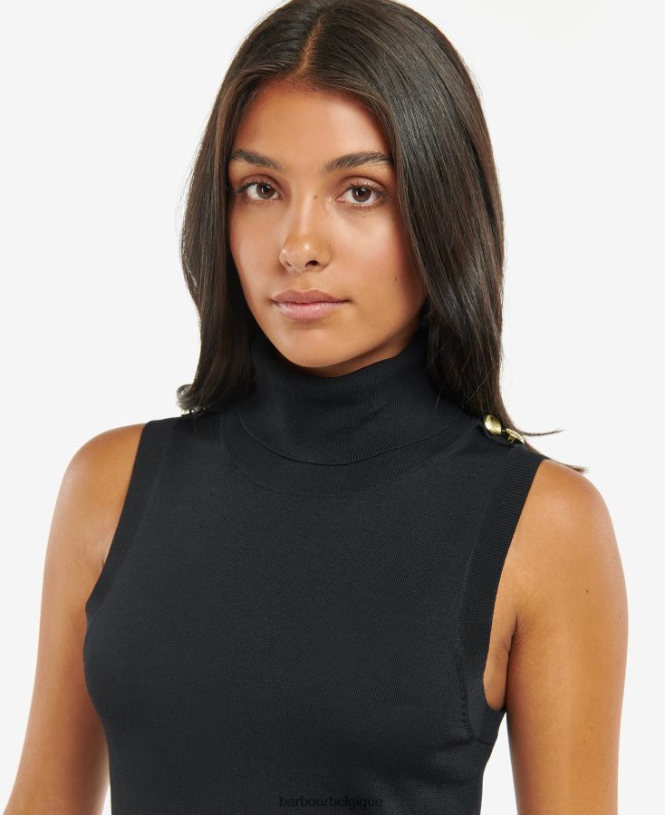 vêtements Barbour robe en maille rosbern noir classique femmes T2L6ZP1880