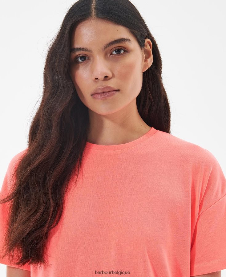 vêtements Barbour robe halton corail atomique femmes T2L6ZP1892